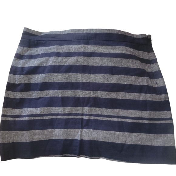 Gap Navy and Gray Striped Linen Blend Chambray Mini Skirt 8 - Picture 3 of 3